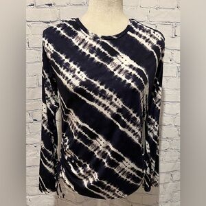 Nautica Womens Navy Blue Tye Dye Performance Shirt Size Large